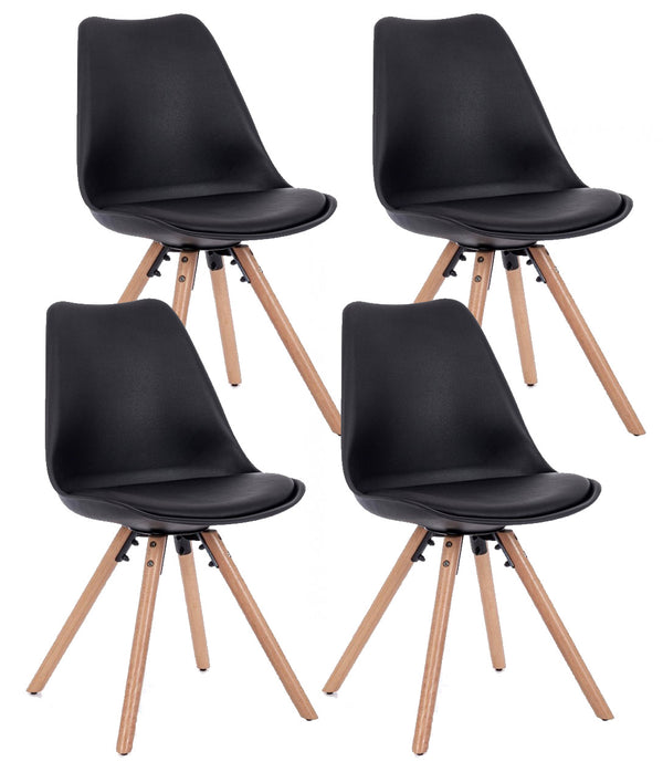 sconto Lot de 4 Chaises 54x49x83,5 cm en Simili Cuir Noir