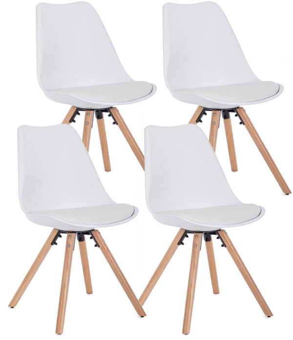 sconto Lot de 4 Chaises 54x49x83,5 cm en Simili Cuir Blanc