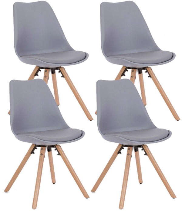 online Lot de 4 Chaises 54x49x83,5 cm en Simili Cuir Gris