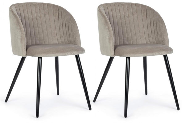 Lot de 2 Chaises 53x57x81,5 cm en Polyester Effet Velours Gris Tourterelle online