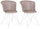 Lot de 2 Chaises 56x54x76 cm en Simili Cuir Blanc et Beige