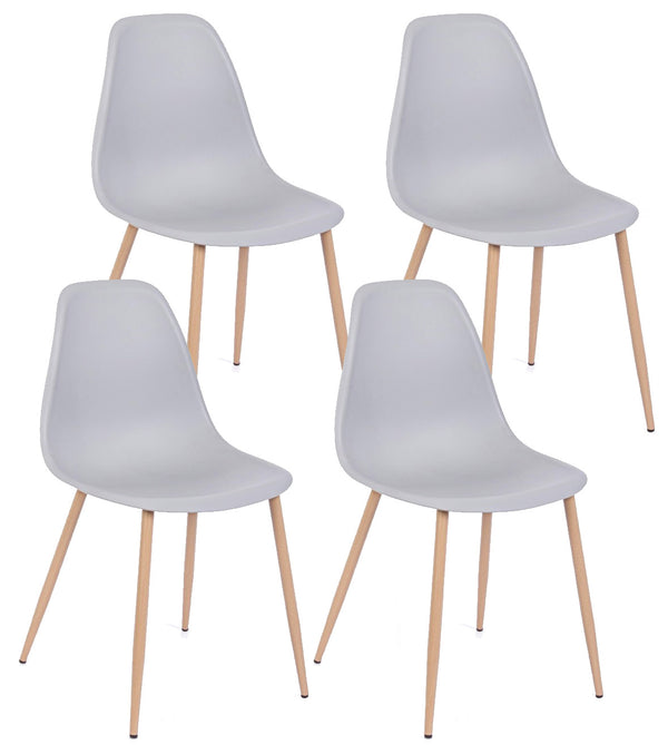 sconto Lot de 4 Chaises 53x46x82 cm en Polypropylène Gris