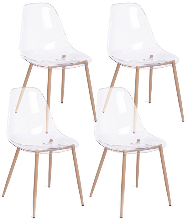 Lot de 4 Chaises 53x46x82 cm en Polycarbonate Transparent prezzo