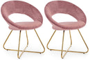 Set 2 Poltrone 58x69x81 cm in Poliestere Effetto Velluto Rosa-1