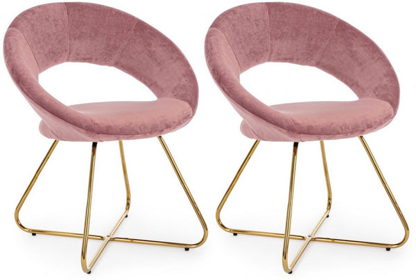 Lot de 2 Fauteuils 58x69x81 cm en Polyester Effet Velours Rose online