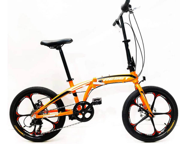 Vélo Pliant 20" en Aluminium avec Roues en Alliage Orange Fluo sconto