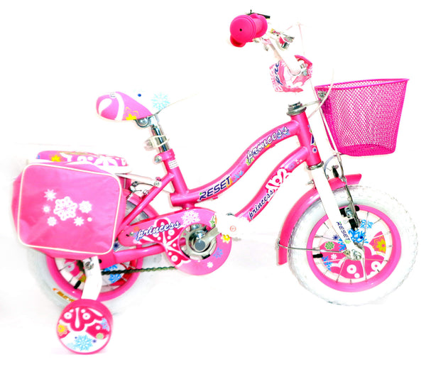 Vélo Fille 14" 2 Freins avec Panier et Sacoches Latérales Roses acquista