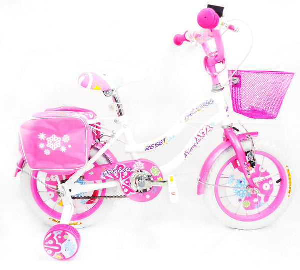 Vélo fille 16" 2 freins avec panier et sacoches latérales blanches et roses online