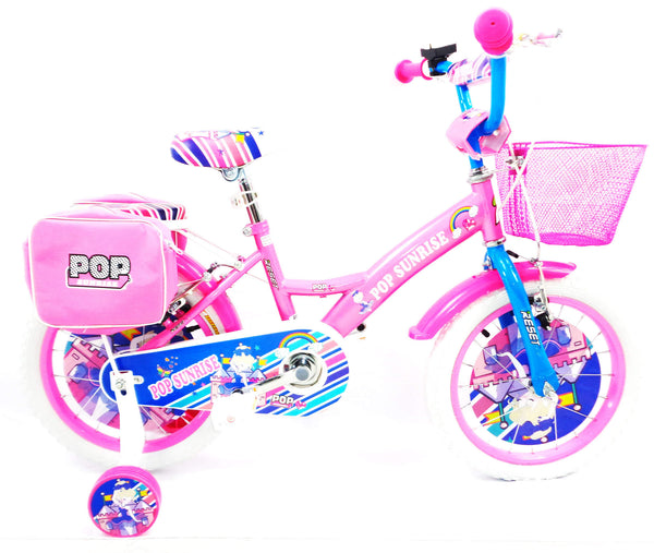 acquista Vélo fille 12" 2 freins avec panier et sacoches latérales roses et blanches