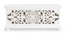 Cassapanca Baule Rettangolare 100x50x45 cm in Legno Bianco-3