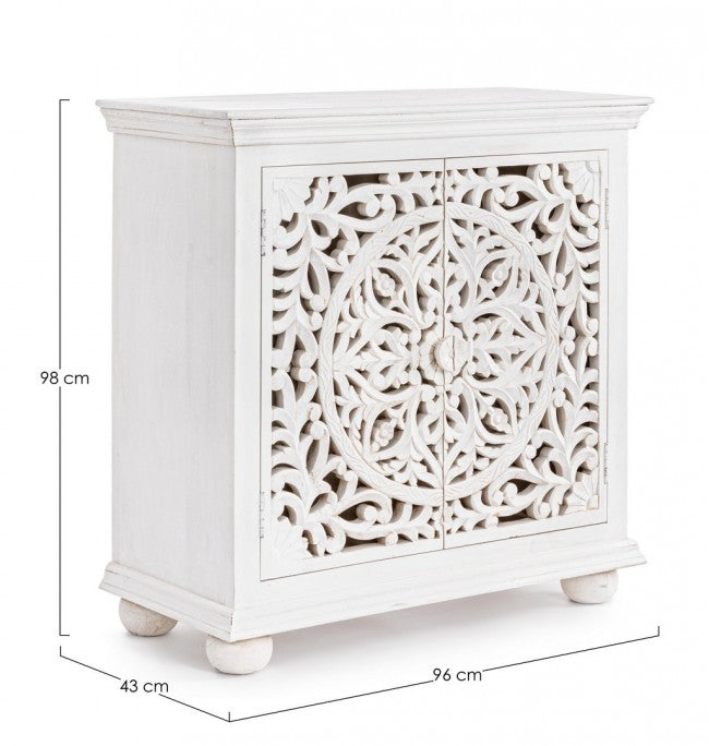 Credenza 2 Ante 96x43x98 cm in Legno Bianco-2