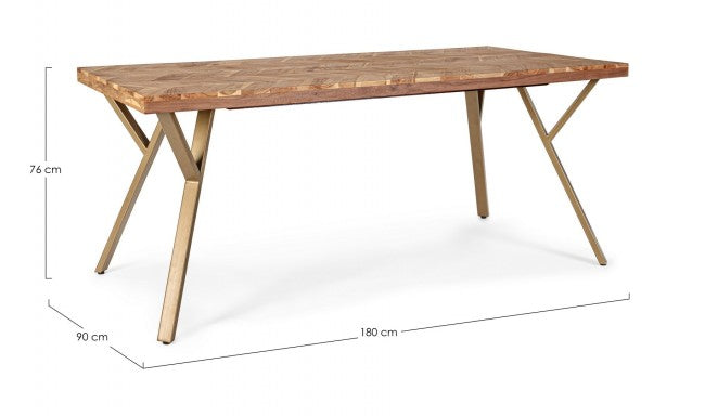 Tavolo da Pranzo 180x90x76 cm in Acciaio e Legno-2