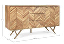 Credenza 2 Ante 3 Cassetti 140x40x76 cm in Legno Marrone-2