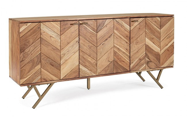 Credenza 3 Ante 160x40x76 cm in Legno Marrone-1