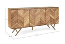 Credenza 3 Ante 160x40x76 cm in Legno Marrone-2