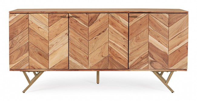 Credenza 3 Ante 160x40x76 cm in Legno Marrone-3