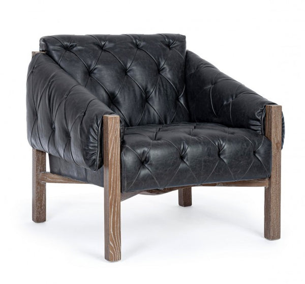 Fauteuil rembourré 83,5x81,5x76 cm en similicuir noir sconto