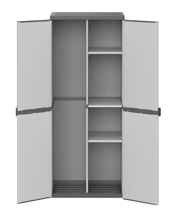 online Armoire Balai d'Extérieur 68x39,5x168 cm 2 Portes 4 Étagères en Résine Grise