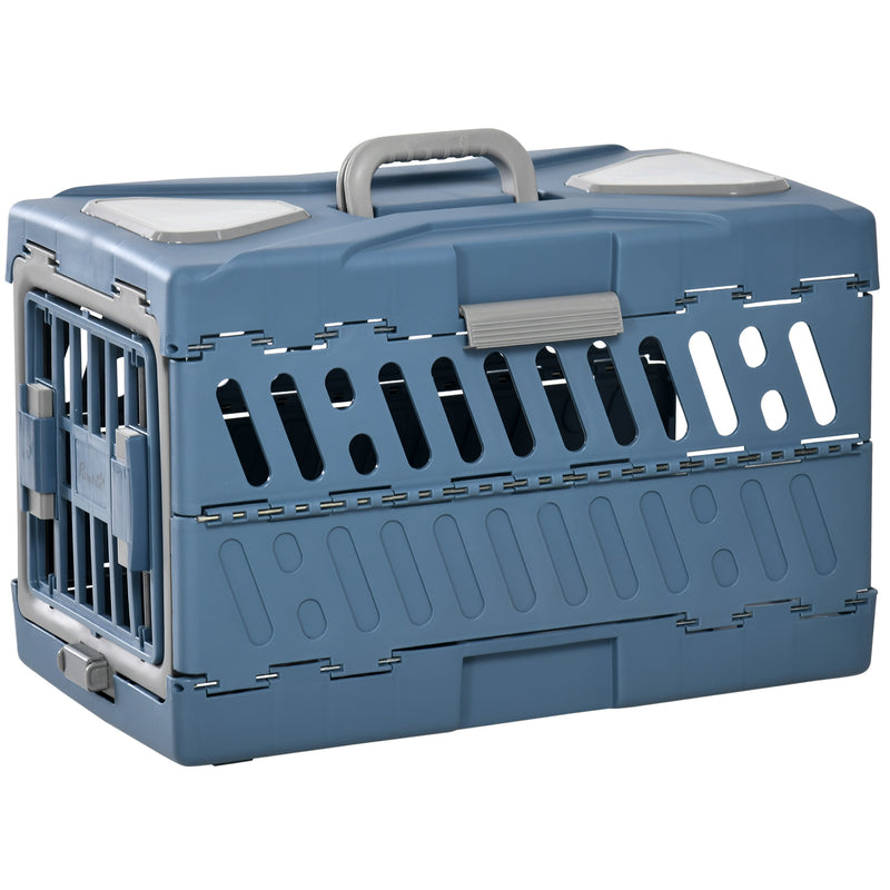 Trasportino per Cani e Gatti Pieghevole 56x31x37 cm Convertibile in Cuccia in PP e PVC Blu-1