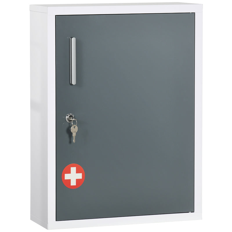 Armadietto per Medicinali 40x15x53,5 cm 3 Ripiani in Acciaio Bianco e Grigio-1