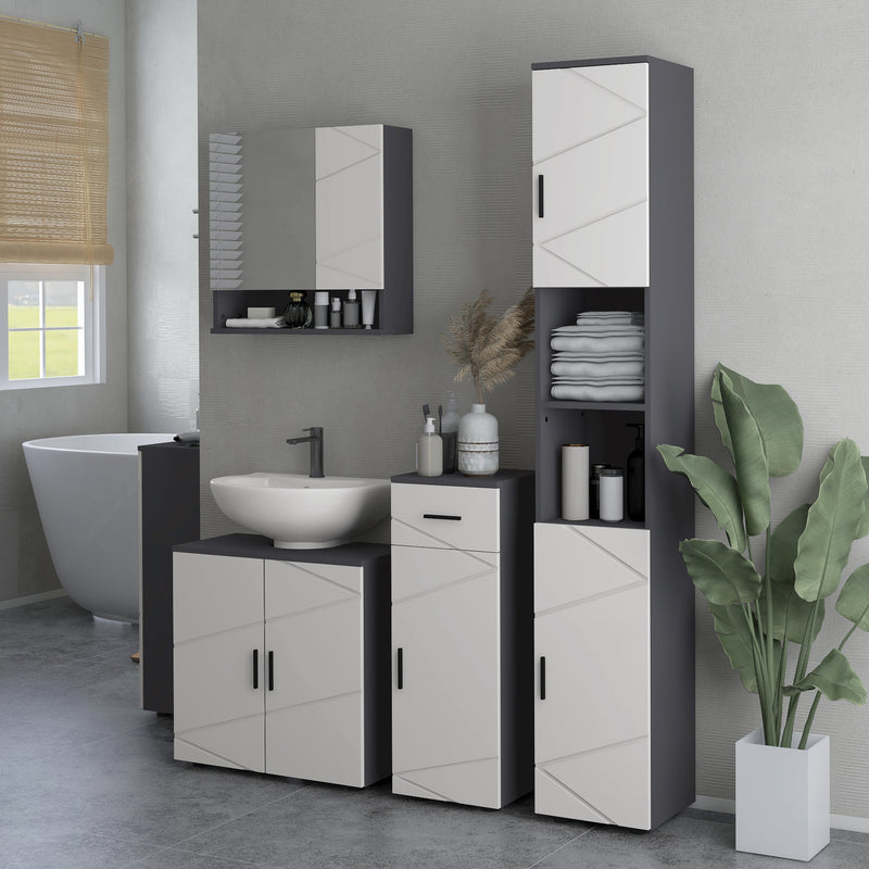 Mobile Sotto Lavabo Bagno per Piedistallo 60x30x60 cm in Legno Truciolare Grigio-7