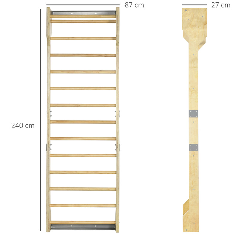 Spalliera Svedese da Palestra 78x27x240 cm 13 Barre in Legno di Faggio-3