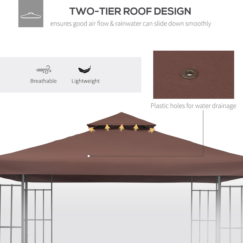 Tetto di Ricambio per Gazebo 3x3m a 2 Livelli e Resistente ai Raggi UV   Caffè-5