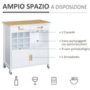 Mobiletto da Cucina con Ruote Portabottiglie e Porta bicchieri in Bambù 76x40x88 cm -4