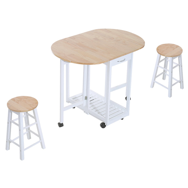 Ensemble table pliante et 2 tabourets peu encombrants en bois de pin et MDF blanc online