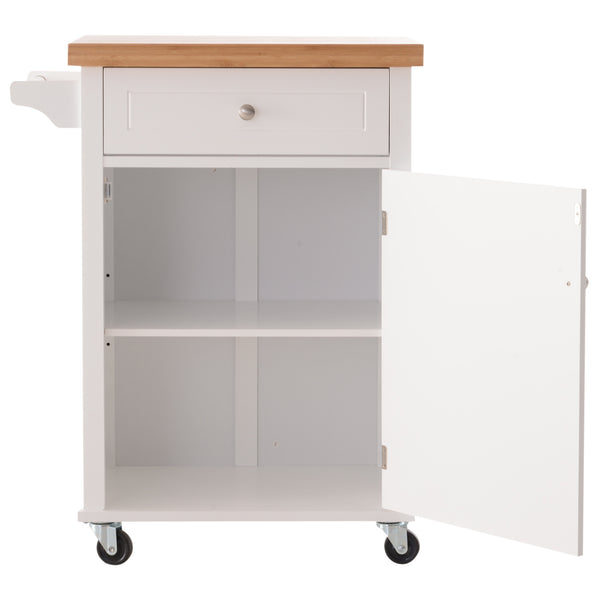 Desserte Armoire de Cuisine en Bois et Bambou Blanc 70x45,7x90 cm sconto