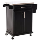 Carrello da Cucina con Piano in Acciaio Nero 83.5x45.7x90.5 cm -1