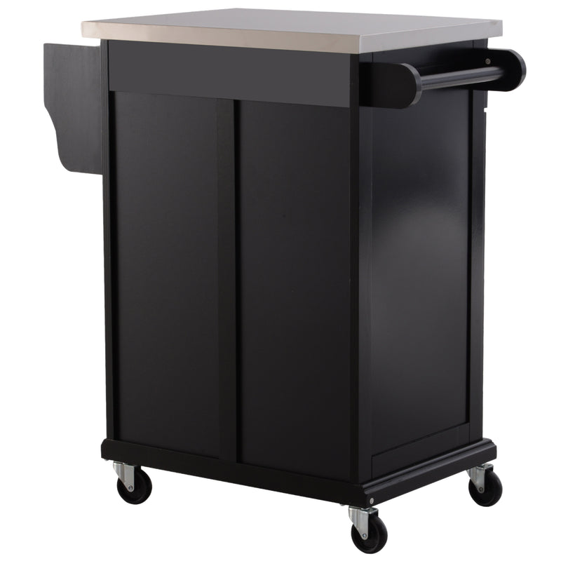 Carrello da Cucina con Piano in Acciaio Nero 83.5x45.7x90.5 cm -6