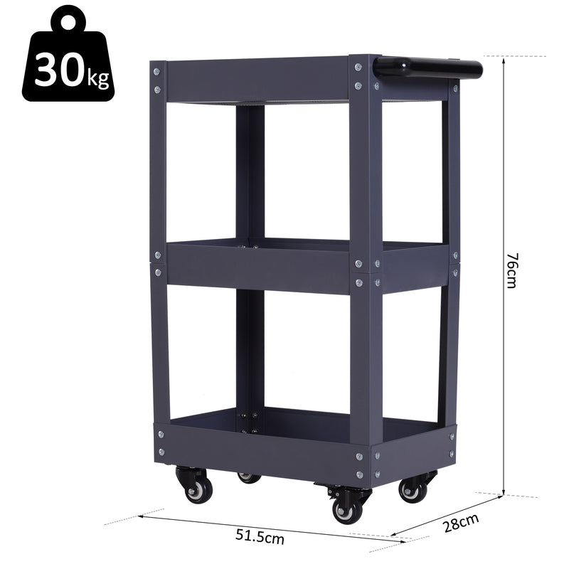 Carrello in Acciaio 3 Ripiani Nero 43.5x28x78 cm -3