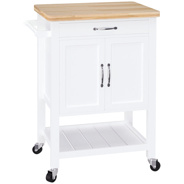 online Chariot de cuisine peu encombrant en bois blanc 65x48x90 cm