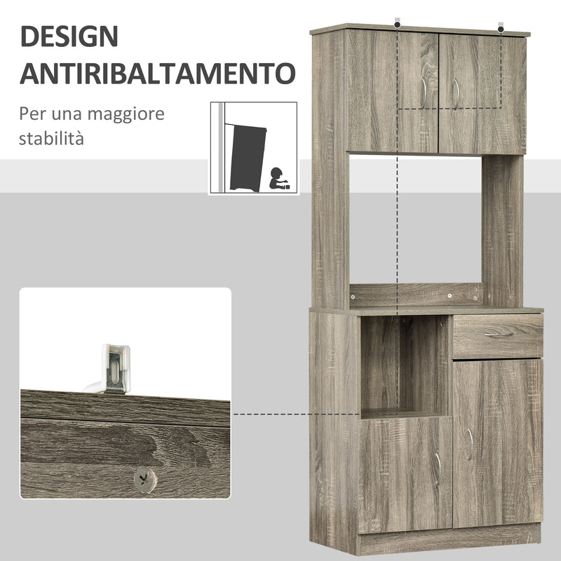 Credenza Moderna Alta 71x41x178 cm in Legno truciolare Grigio-6