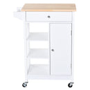 Carrello da Cucina 3 Ripiani Cassetto e 1 Anta in Legno 66x39,5x86,5 cm  Bianco-4