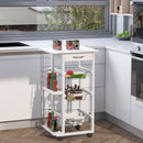 Carrello da Cucina 47x37x83 cm 3 Cesti 2 Portabottiglie  Bianco-2