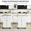 Carrello da Cucina Espandibile 1 Cassetto 2 Ante 119,6x45,7x91,2 cm con Ruote  Bianco-6