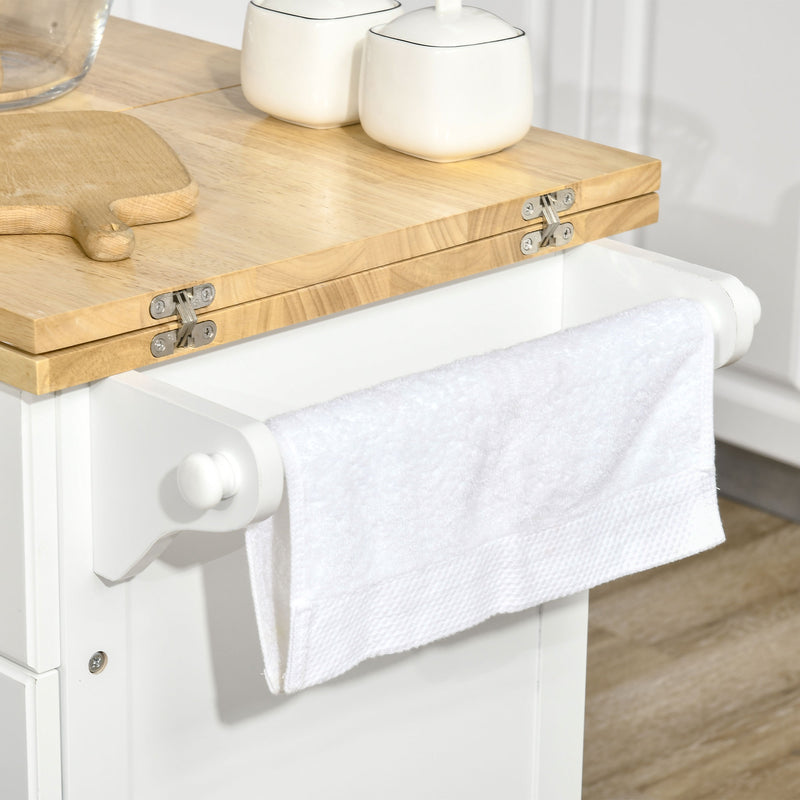 Carrello da Cucina Espandibile 1 Cassetto 2 Ante 119,6x45,7x91,2 cm con Ruote  Bianco-8