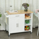 Mobiletto Carrello da Cucina 107,5x48x89 cm con Ruote in Legno MDF  Bianco-10