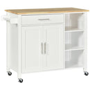 Mobiletto Carrello da Cucina 107,5x48x89 cm con Ruote in Legno MDF  Bianco-1