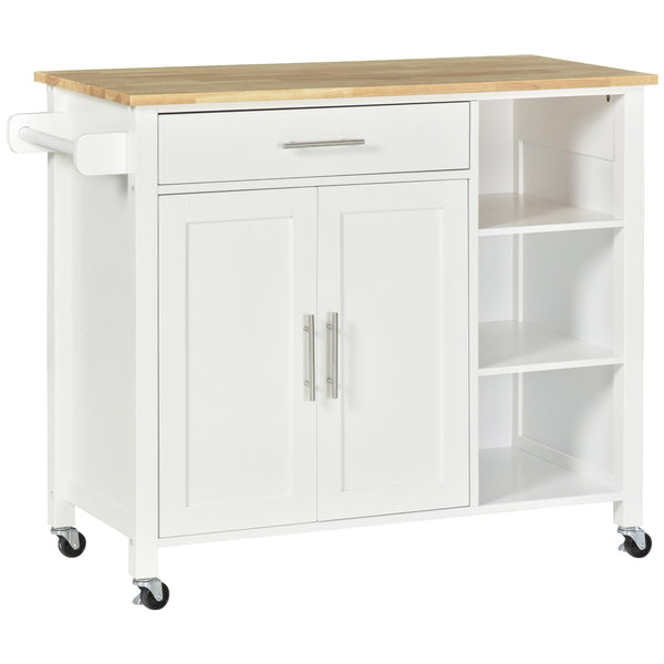 prezzo Chariot de Cuisine Armoire 107,5x48x89 cm avec Roulettes en Bois MDF Blanc