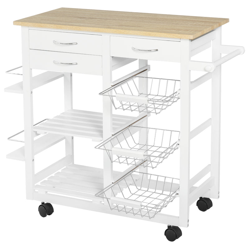 Carrello da Cucina 92x37x82 cm in Legno MDF  Bianco-1