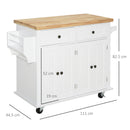 Carrello da Cucina Portavivande con Cassetti e Portaspezie 111x44,5x82,5 cm in Legno Bianco-3