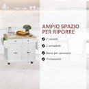 Carrello da Cucina Portavivande con Cassetti e Portaspezie 111x44,5x82,5 cm in Legno Bianco-4