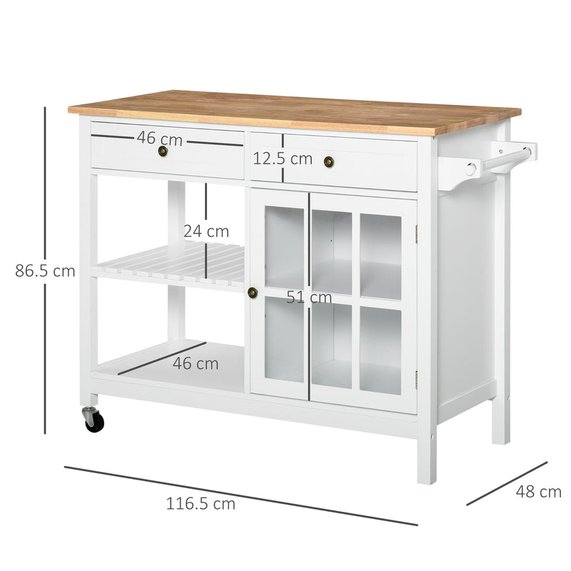 Mobiletto Carrello da Cucina 116,5x48x86,5 cm in MDF con Cassetti e Mensole  Bianco-3