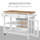 Mobiletto Carrello da Cucina 116,5x48x86,5 cm in MDF con Cassetti e Mensole  Bianco-4