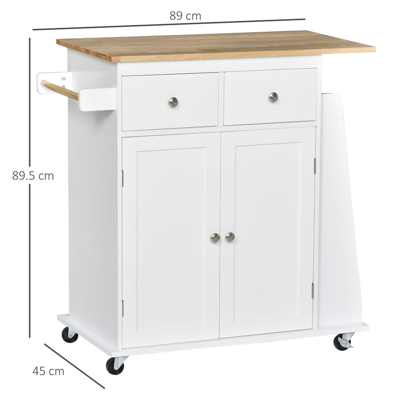 Carrello da Cucina Portaspezie a 3 Livelli e 4 Ruote 89x45x89 cm in MDF e Truciolato Bianco-3