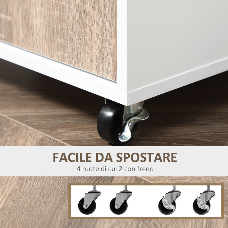 Carrello da Cucina 60x40x77 cm in Legno Bianco e Rovere-6