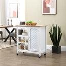 Carrello da Cucina 92x40x84 cm 1 Cassetto 1 Armadietto 3 Ripiani in MDF e Acciaio Bianco-2